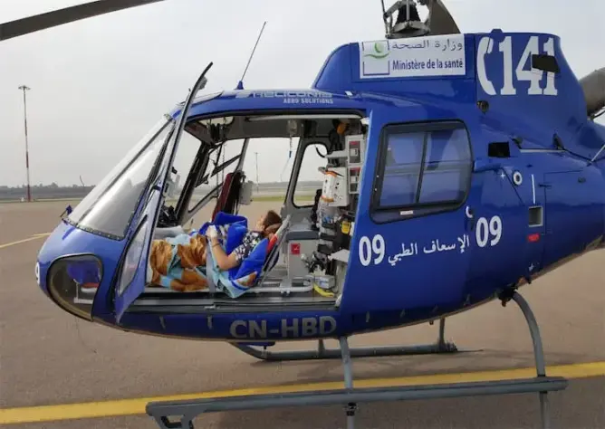 نقل طفل يعاني الأنيميا الحادة بالمروحية الطبية