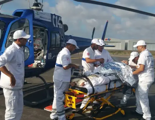 نقل سيدة تعاني اضطرابات خطيرة في وظيفة القلب بالمروحية الطبية