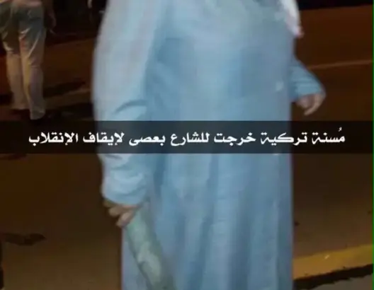 هكذا خرجت مسنة تركية لمواجهة الانقلاب؟ (صورة)