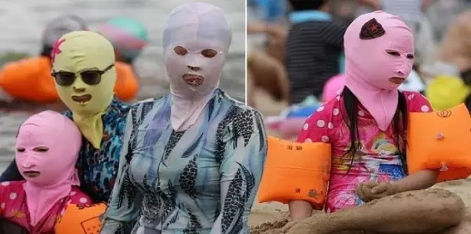 صرعة الفيسكيني (بكيني الوجه) تجتاح شواطئ الصين