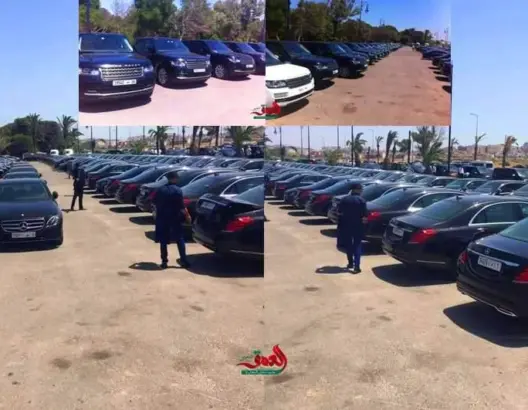أسطول ضخم من السيارات الفارهة يرافق الملك السعودي لطنجة (صور)