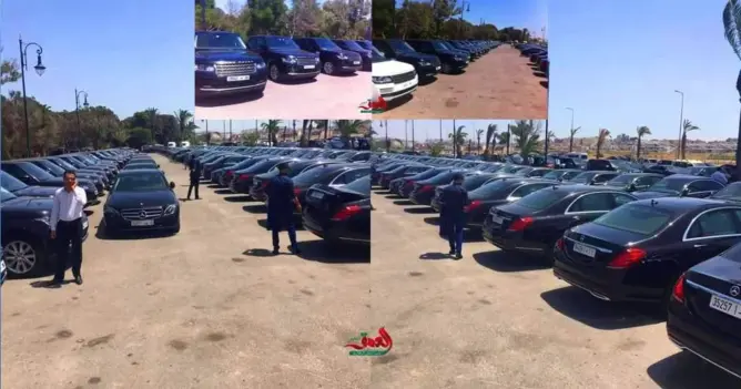 أسطول ضخم من السيارات الفارهة يرافق الملك السعودي لطنجة (صور)