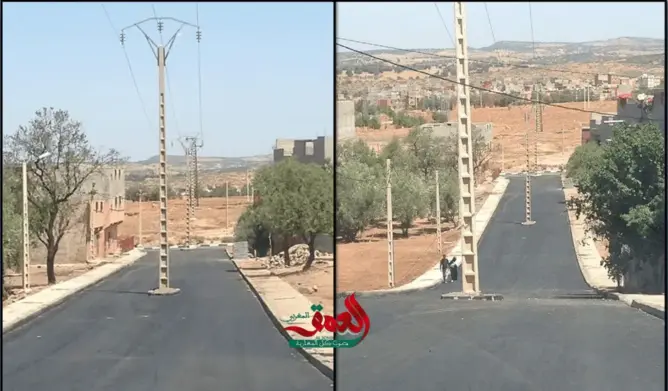 أعمدة كهربائية وسط طريق بأزيلال تثير سخرية نشطاء الفيسبوك