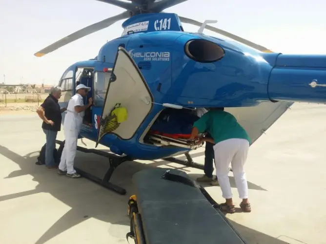 نقل شاب بمروحية بعد سقوطه من الطابق 3 لعمارة بالداخلة