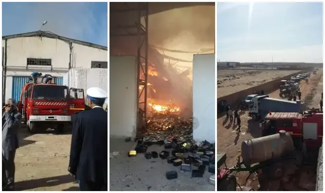 حريق مهول يأتي على مصنع لتصبير السمك بطانطان