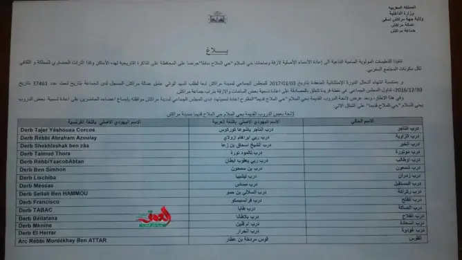 مجلس مراكش يعيد أسماء الأحياء اليهودية في دورة استثنائية