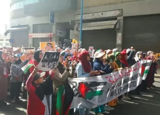 علم النظام السوري يسبب مناوشات في مسيرة فلسطين بالبيضاء
