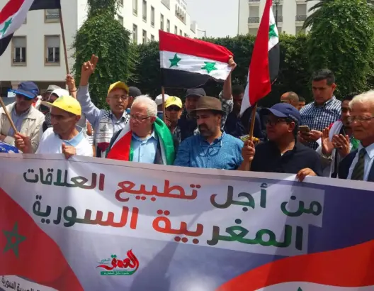 يساريون يدعمون بشار بالرباط ويدعون لإعادة العلاقة بين المغرب وسوريا (فيديو)