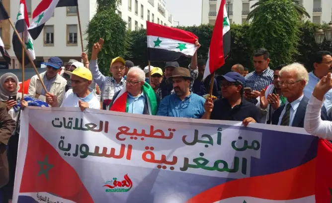 يساريون يدعمون بشار بالرباط ويدعون لإعادة العلاقة بين المغرب وسوريا (فيديو)
