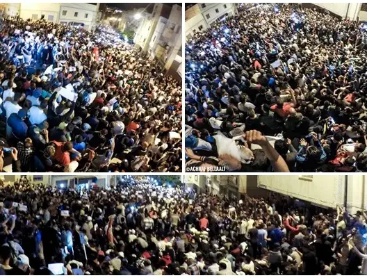 الآلاف يخرجون بالحسيمة ويهتفون: “يا مخزن ما بقيتيش كتخلع” (فيديو)