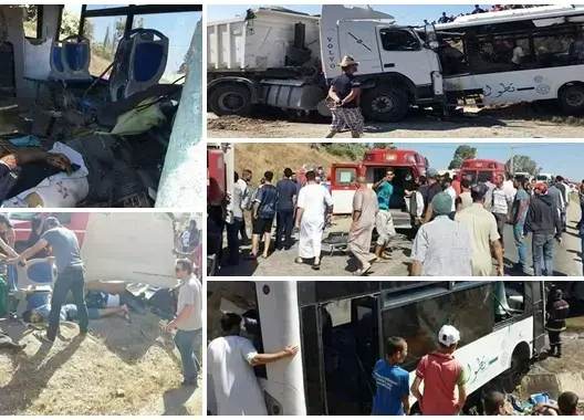 بالصور.. اصطدام حافلة بشاحنة ضواحي تطوان وتسجيل قتلى وجرحى