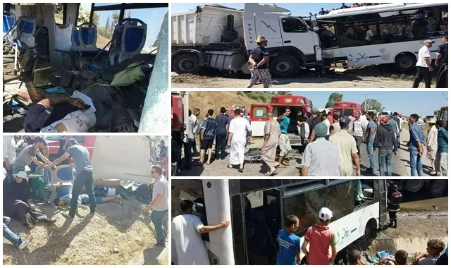 بالصور.. اصطدام حافلة بشاحنة ضواحي تطوان وتسجيل قتلى وجرحى