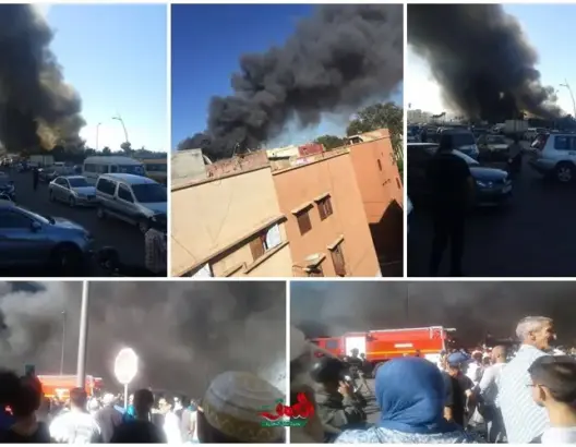 حريق مهول بسوق “الكلب” بسلا واحتراق أزيد من 150 محلا (صور)