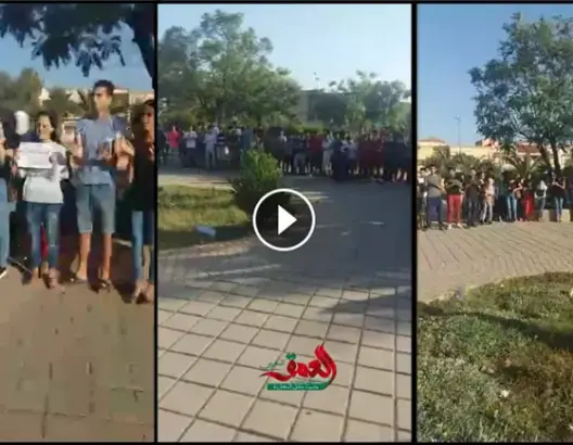 طلبة بوجدة يهتفون بأسماء معتقلي الحراك ويطالبون بإطلاق سراحهم (فيديو)