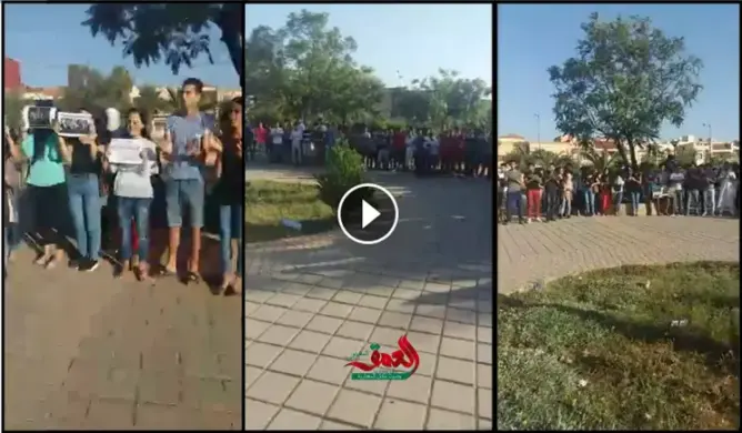 طلبة بوجدة يهتفون بأسماء معتقلي الحراك ويطالبون بإطلاق سراحهم (فيديو)