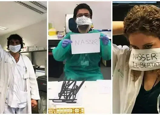 بالصور..أطباء أجانب يبتكرون طريقة خاصة للتضامن مع معتقلي الحراك