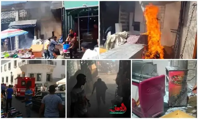 أشهر سوق بتطوان ينجو من حريق وسط حالات اختناق (فيديو)