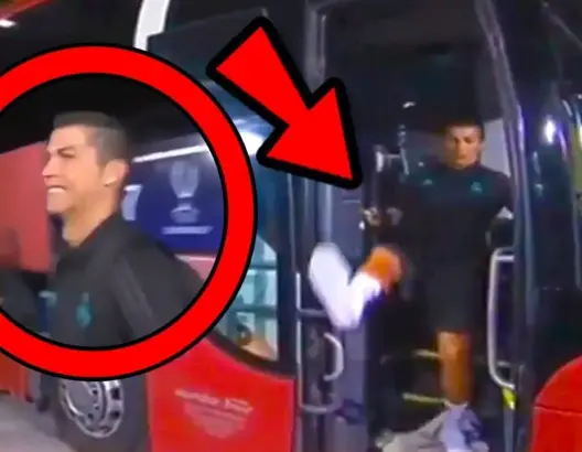 شاهد لحظة سقوط كريستيانو رونالدو من حافلة ريال مدريد ولقطات اخرى مسلية للدون