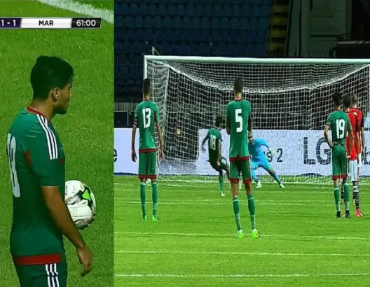 عبد الاله الحافيظي يضيع الهدف الثاني للمنتخب من ركلة جزاء أمام مصر
