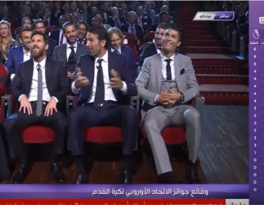 حوار رائع بين رونالدو و ميسى و بوفون قبل اعلان افضل لاعب فى اوروبا