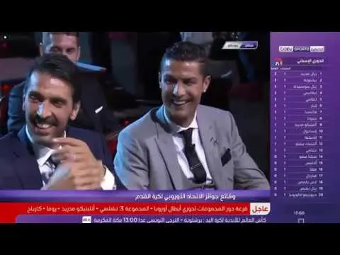 شاهد حوار رائع بين رونالدو و ميسى و بوفون قبل اعلان افضل لاعب فى اوروبا