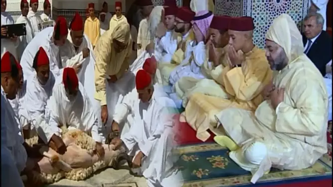 فيديو: الملك محمد السادس يؤدي صلاة العيد بمسجد أهل فاس وينحر أضحيته