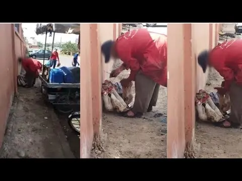 خطير: شاهد ما يفعله هذا الجزار “بالرجلين” ديال الحولي