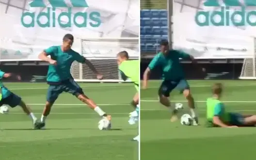 مهارة عالية وهدف مذهل لرونالدو في تداريب ريال مدريد