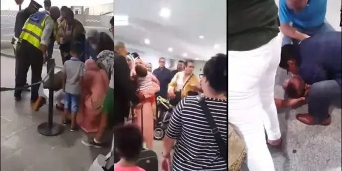 خطير: طفل يصاب بنوبة في مطار الدار البيضاء دون أن يكترث له أحد (شاهد)