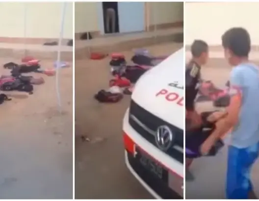 في احتجاج غير مسبوق.. تلاميذ بزايو يلقون محافظهم أمام الشرطة (فيديو)