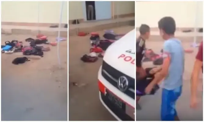 في احتجاج غير مسبوق.. تلاميذ بزايو يلقون محافظهم أمام الشرطة (فيديو)