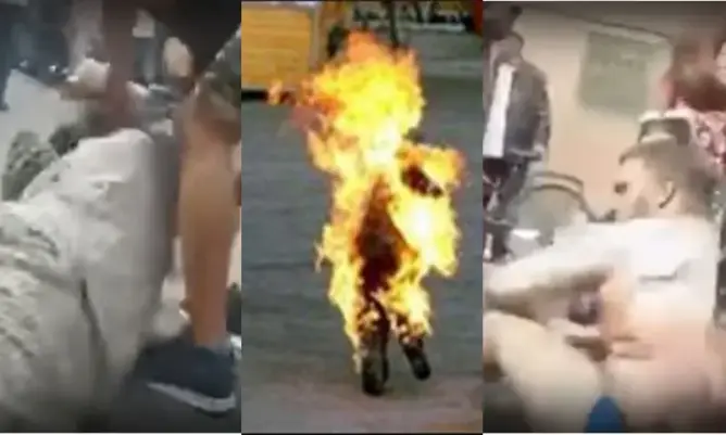 فيديو للشاب الذي أضرم فيه النار بعدما تحرش بأخت الفاعل !