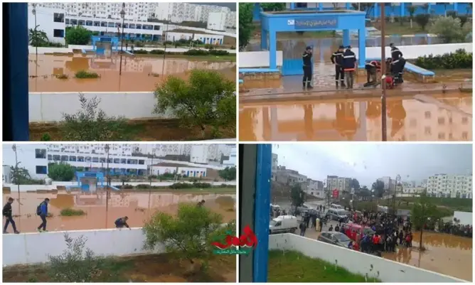 أمطار قليلة تغرق إعدادية بالمضيق ومديرها ينجو من الغرق (صور)