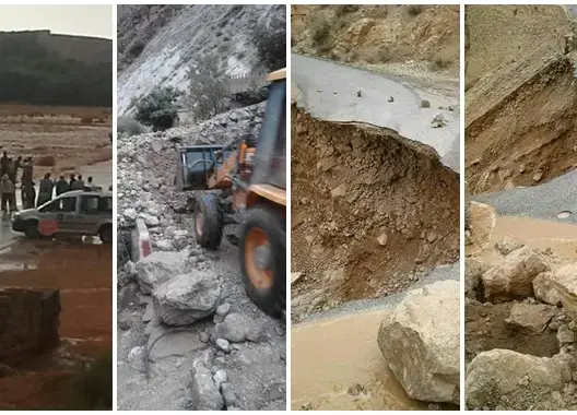 خطير .. عاصفة رعدية تلحق أضرارا بالطرق وتعزل قرى بتنغير (صور)