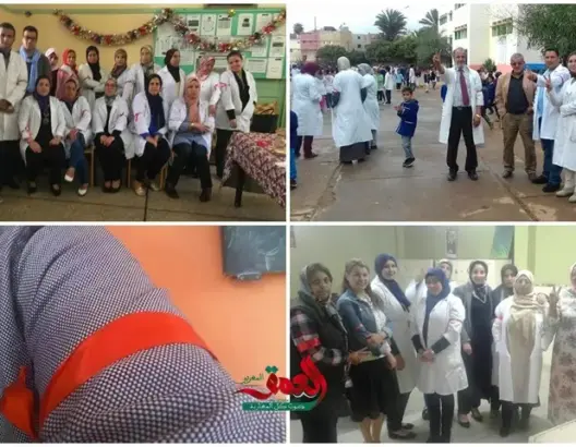 أساتذة يضعون الشارات الحمراء احتجاجا على نشر لوائح المتغيبين (صور)