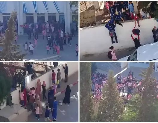 بسبب الدخان.. أساتذة يخرجون التلاميذ من أقسام مدرسة بطنجة (صور)