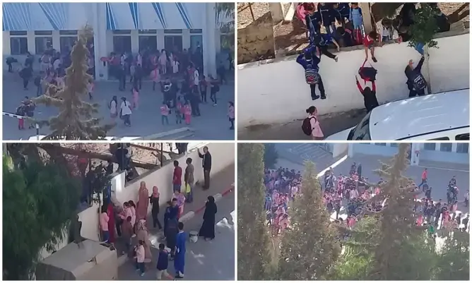 بسبب الدخان.. أساتذة يخرجون التلاميذ من أقسام مدرسة بطنجة (صور)