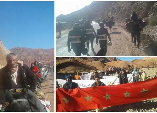 مسيرة على الدواب لساكنة “تيغانمين” بتنغير تطالب بالماء والكهرباء (صور)