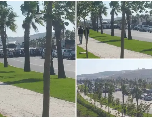 تلاميذ بطنجة يحتجون بقطع الطريق للمطالبة بقنطرة فوق “طريق الموت” (صور)