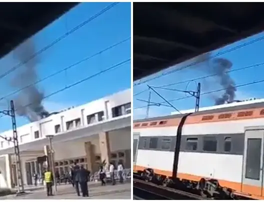 بالفيديو.. تصاعد دخان كثيف من محطة القطار سلا المدينة