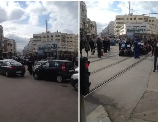 مكفوفون يوقفون حركة الترامواي بالرباط ويهددون بإحراق أنفسهم (صور)