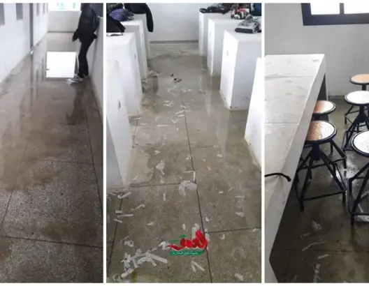 المياه تغمر إعدادية بطنجة بدون نوافذ ولا كهرباء.. والأساتذة يوقفون العمل (صور)