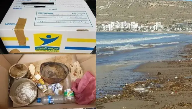 مواطن يحتج بطريقته.. أرسل نفايات شاطئ أكادير للبلدية في البريد