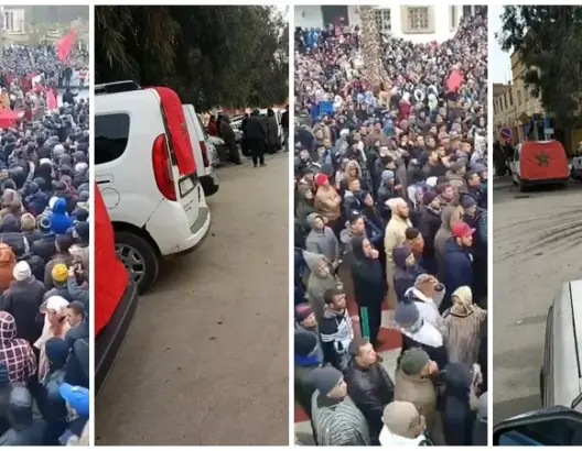 تزامنا مع زيارة أخنوش.. الآلاف ينزلون لشوارع جرادة وسط إضراب عام (فيديو)