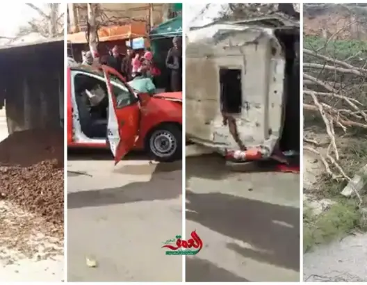 مقتل شخص وانقلاب شاحنة وسقوط أشجار بالحاجب بسبب الرياح (فيديو)