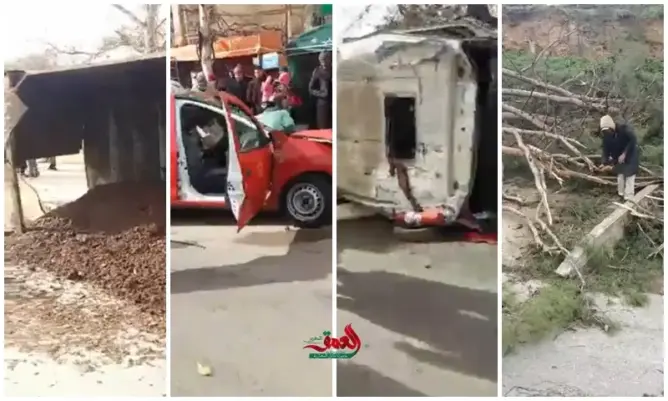 مقتل شخص وانقلاب شاحنة وسقوط أشجار بالحاجب بسبب الرياح (فيديو)