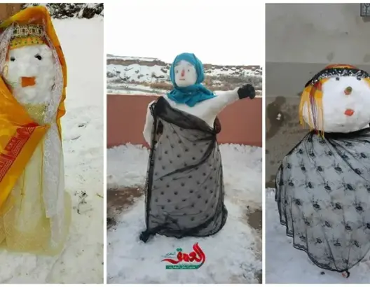 نشطاء بتنغير يُحوِِّلون عزلة الثلوج لطرفة ويحققون المناصفة مع رجل الثلج (صور)