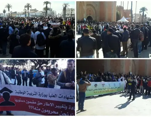 الأساتذة حاملو الشهادات يعودون للشارع ويطالبون أمزازي بوقف التماطل (فيديو)