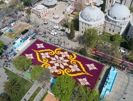 مصنوعة من زهور التوليب.. اسطنبول تعرض أكبر سجادة في العالم (صور)