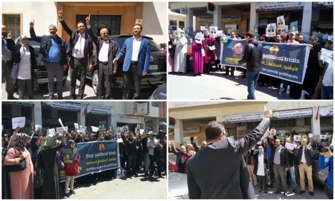 محاكمة بنمسعود.. الجماعة تنزل للشارع و30 محاميا يسجلون مؤازرتهم (صور)